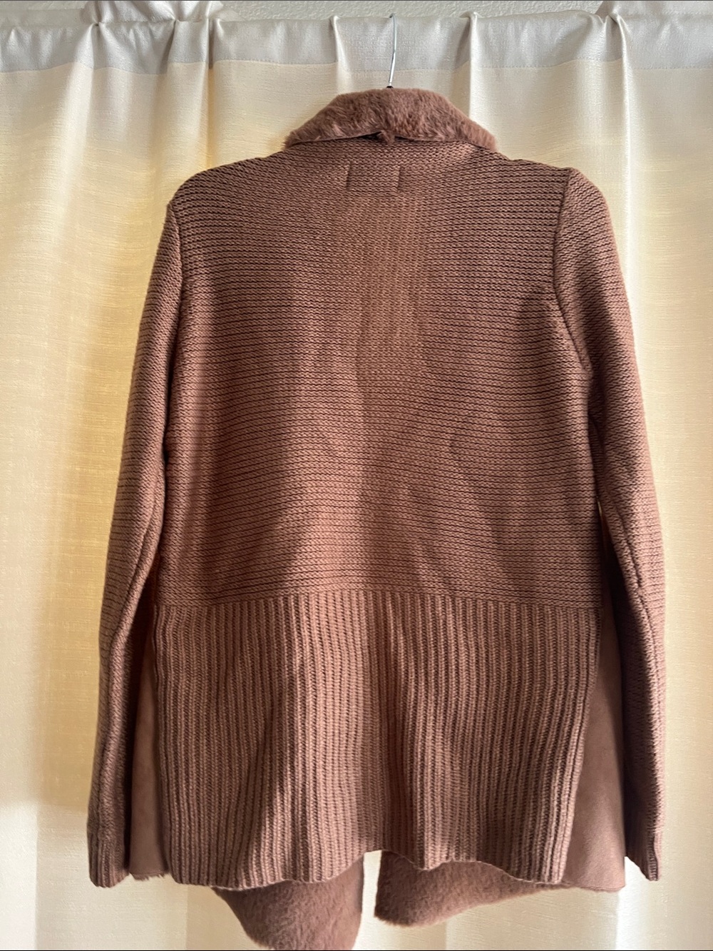 Twelfth Love Faux-Suede Draped Cardigan - Brown - Picture 13 of 15
